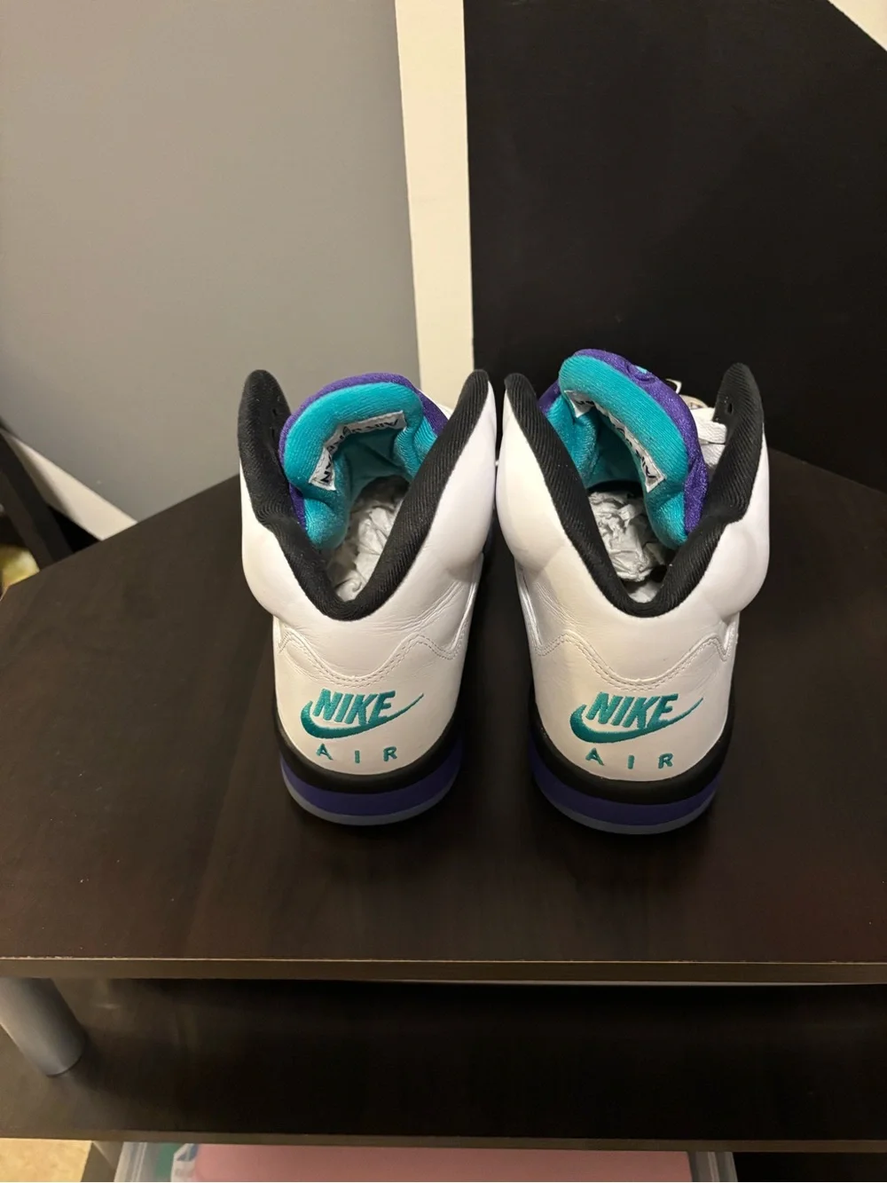 Jordan Men’s White Sneakers with Purple and Teal Accents